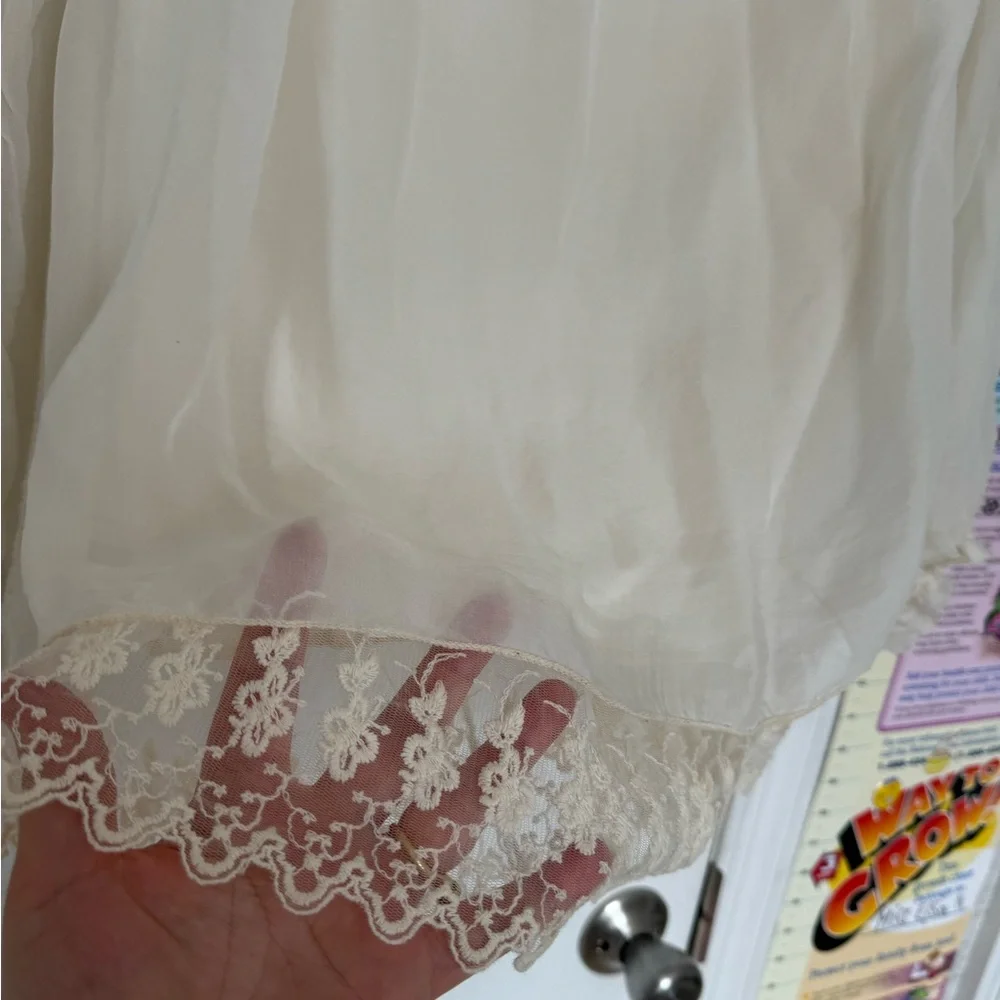 NWOT AMANTI 100% Silk Ivory white blouse large - Picture 3 of 8